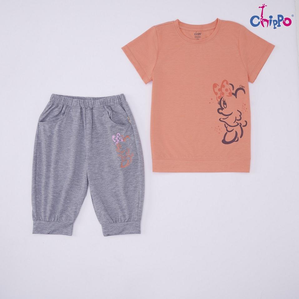 Set bộ hè Mickey Chippo chất liệu 100% Cotton mặc ở nhà cho bé gái từ 6 đến 10 Tuổi (22-33Kg)