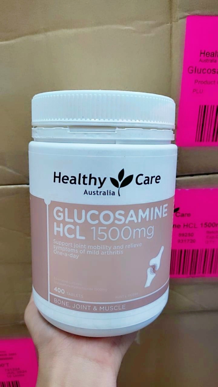 Glucosamine Úc Healthy Care HCL 1500mg Hỗ trợ giảm đau nhức xương khớp, tăng trưởng và hồi phục sụn, sản xuất chất nhầy cho khớp - Massel Official - 400Viên/Hộp