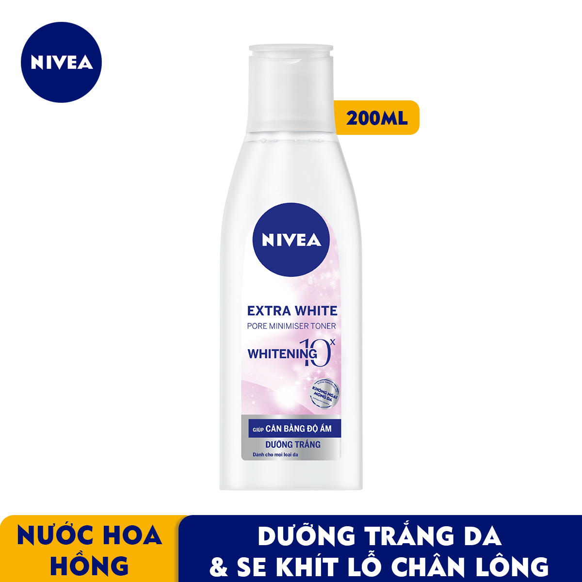 Nước Cân Bằng NIVEA Extra White Dưỡng Trắng Da &amp; Se Khít Lỗ Chân Lông (200ml) - 86720