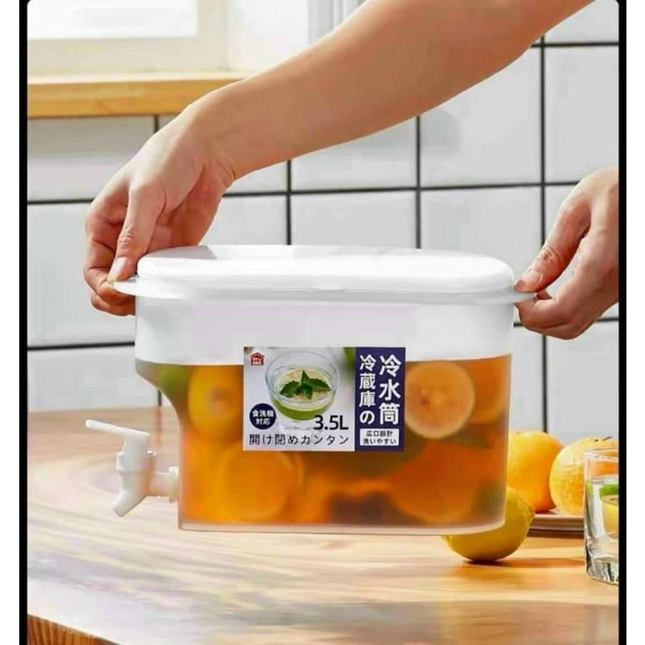 Bình Đựng Nước, Nước Hoa Quả 3,5L Có Vòi Thiết Kế Thông Minh, Để Tủ Lạnh, Nhựa Pp An Toàn, Dễ Dàng Tháo Lắp Lau Rửa - Hàng Chất Lượng