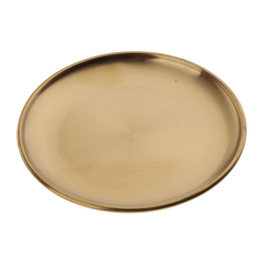 Set of 5 Stainless Dinner Plate Serving Dish for Grilled BBQ Picnic Golden