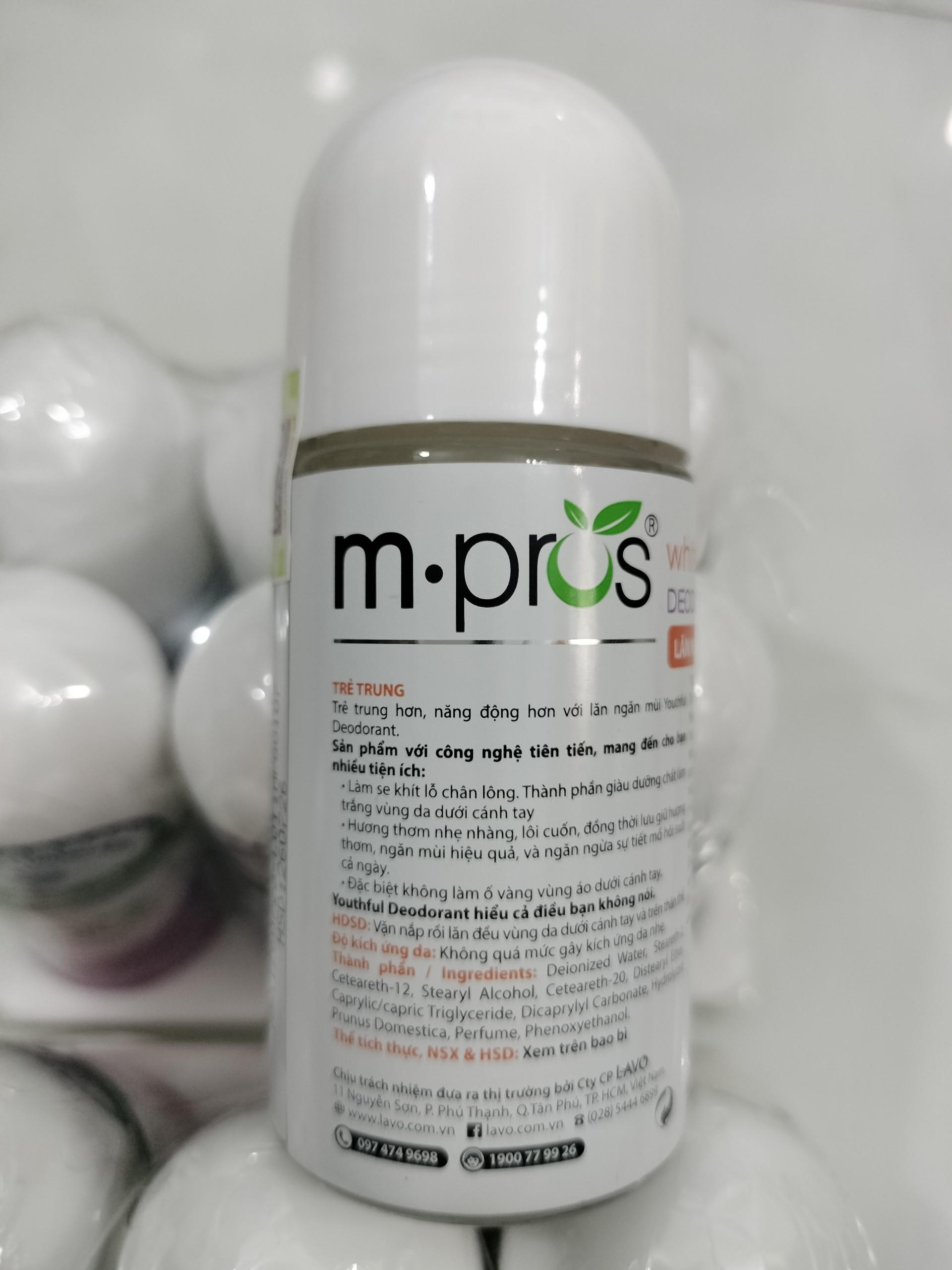 Lăn Khử Mùi M.Pros 60ml - Trắng Mịn - Trẻ Trung - Khử Mùi Hiệu Quả