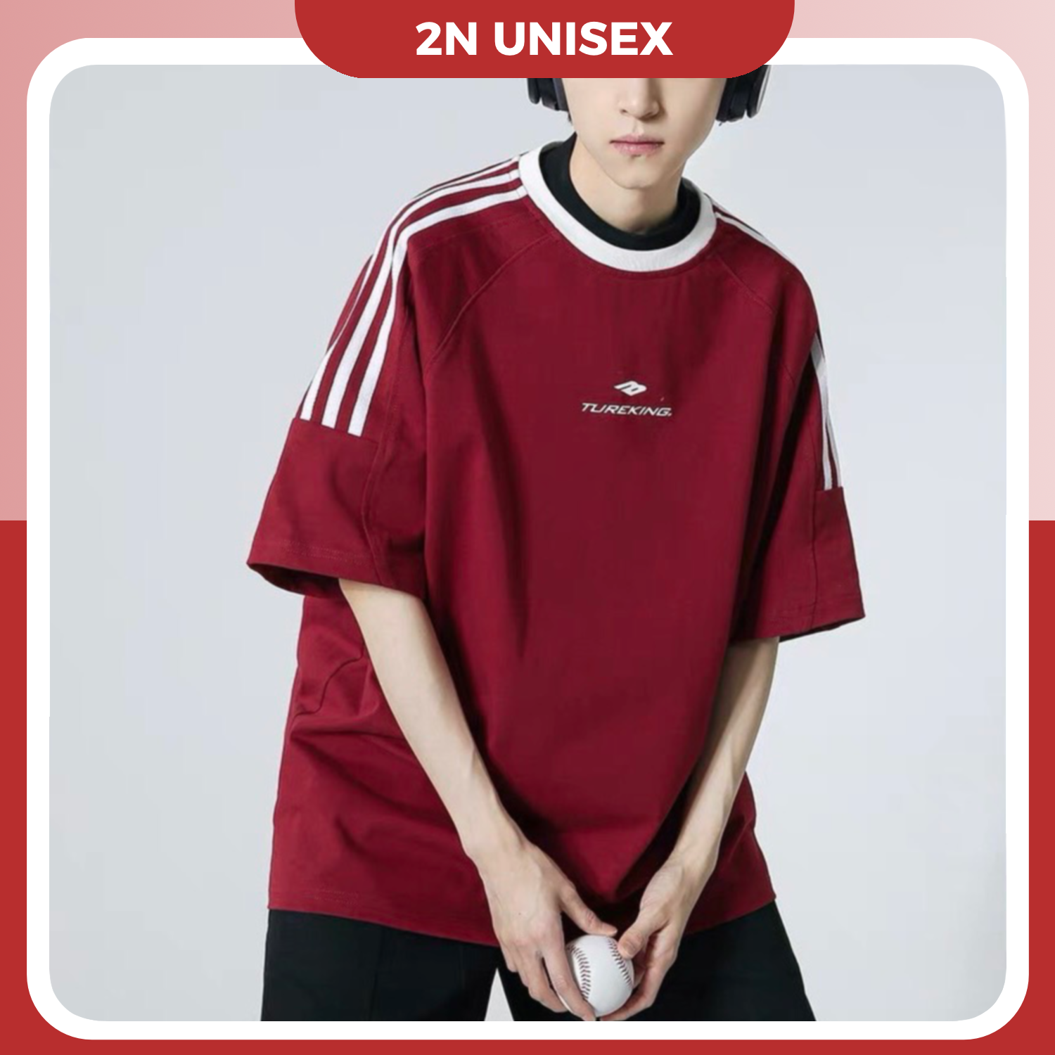 Áo phông nam nữ form rộng 2N Unisex thun cotton viền tay thêu chữ Tureking