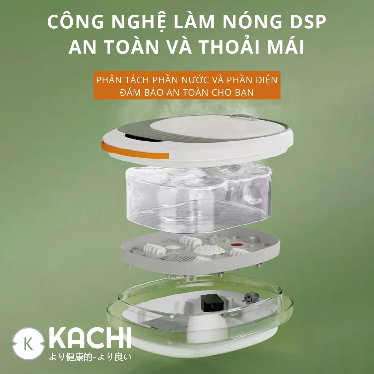 Bồn ngâm chân hồng ngoại massage xếp gọn Kachi MK344 - Hàng chính hãng