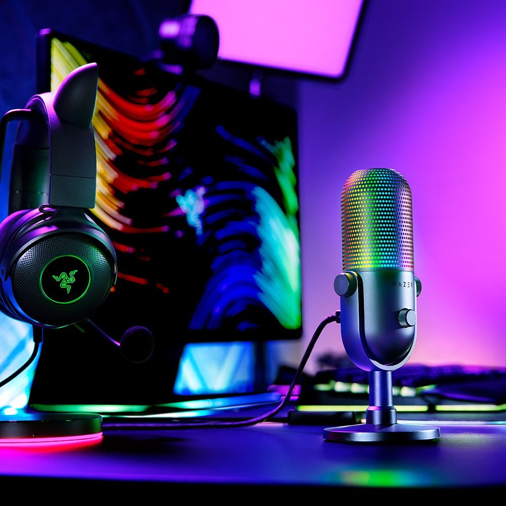 Thiết bị thu âm Razer Seiren V3 Chroma - RGB USB Microphone with Tap-to-Mute_Mới, hàng chính hãng