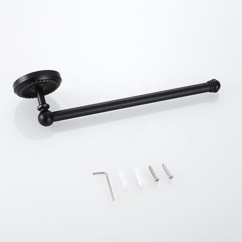 Black Bathroom Towel Rail Wall Mounted Hanging Rod Towel Bar Organizer #A