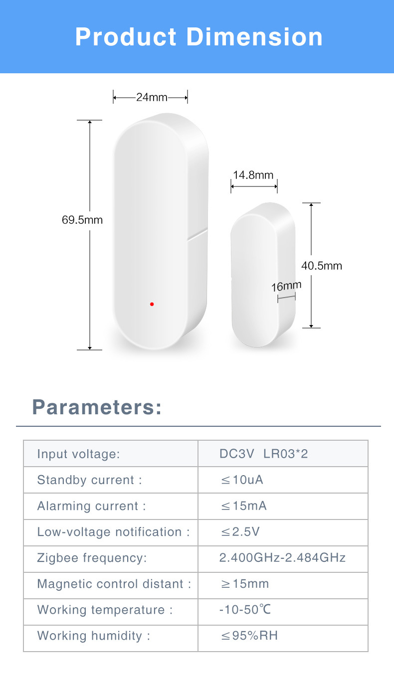 Thiết bị BÁO ĐỘNG TRỘM đóng mở cửa (sóng Zigbee)