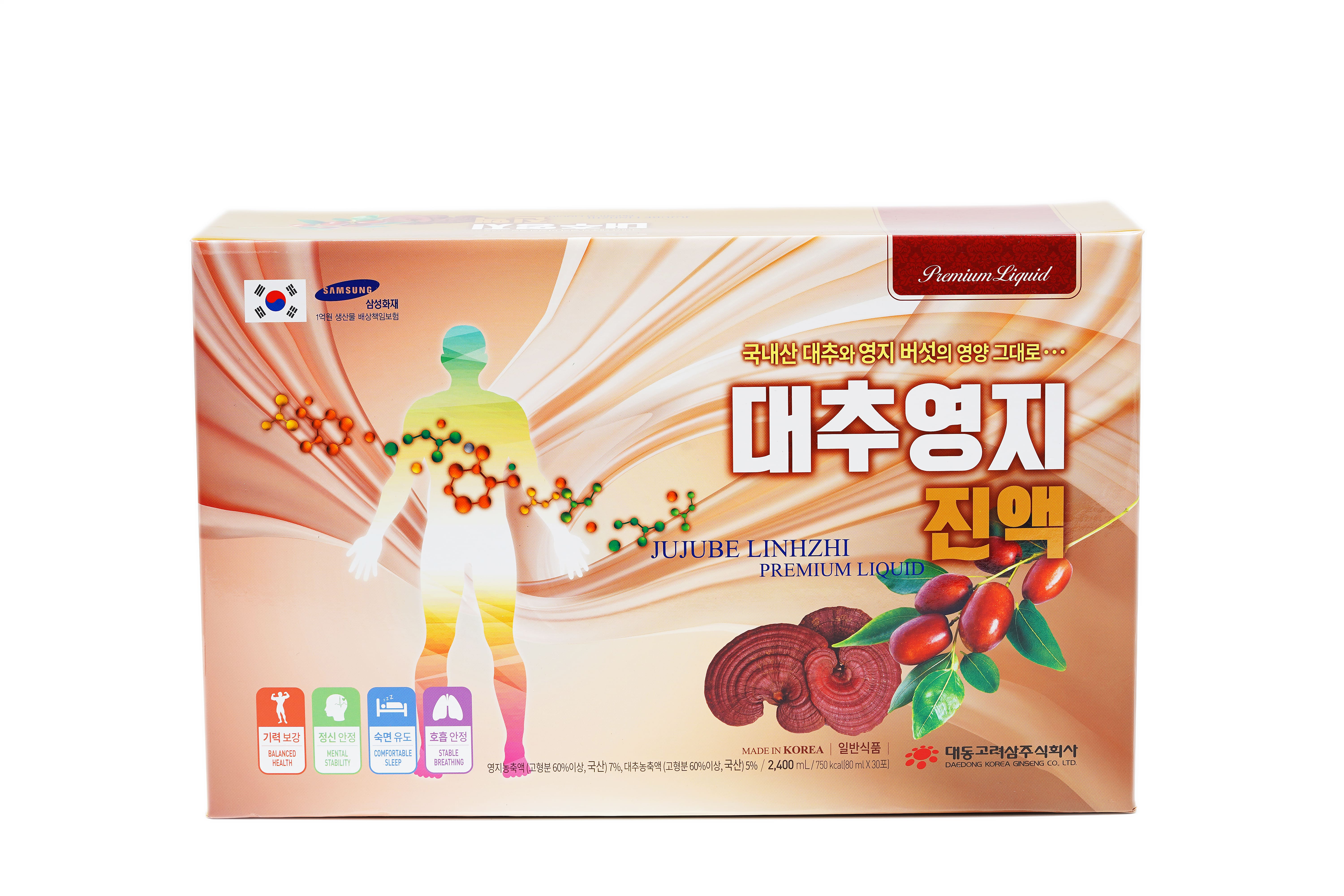 Nước linh chi táo đỏ Hàn Quốc Daedong Korea Ginseng 80ml x 30 gói