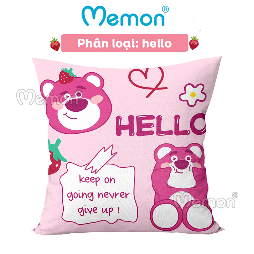 Gối Tựa Lưng Gấu Lotso Hugging Bear 40cm x 40cm Cao Cấp Memon