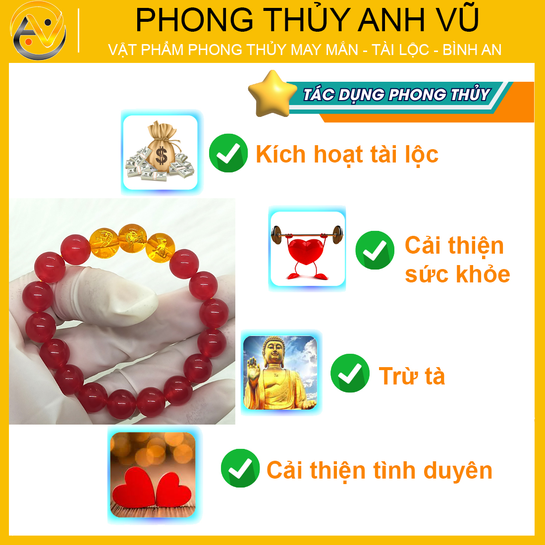 Vòng mã não đỏ tam hợp dần ngọ tuất - size 8 10 12ly cho người mệnh hỏa, mệnh thổ - có khai quang điểm nhãn may mắn tài lộc - PHONG THỦY ANH VŨ