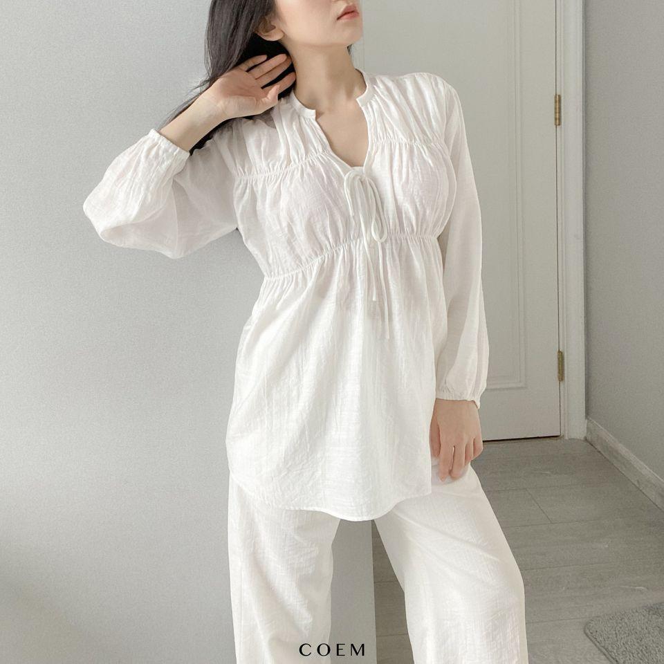 Áo Dàng Dài Cột Nơ Cổ Chất Liệu Linen Cao Cấp Co Em Thiết Kế Phù Hợp Mọi Lúc Mọi Nơi