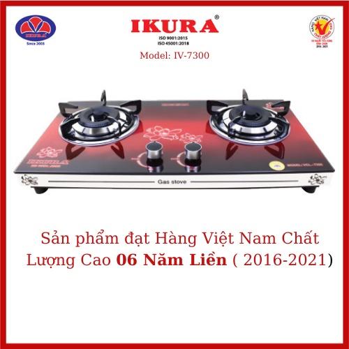 Bếp gas đôi mặt kính IKURA - IV 7300 - Đầu đốt hoa sen bằng đồng phi 86(mm)- Hàng Chính Hãng