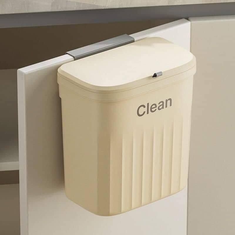 Thùng rác treo tủ bếp nhà vệ sinh treo tường nhà tắm đa năng CLEAN thiết kế nắp lật thông minh size lớn 12L kèm móc treo - giao màu ngẫu nhiên