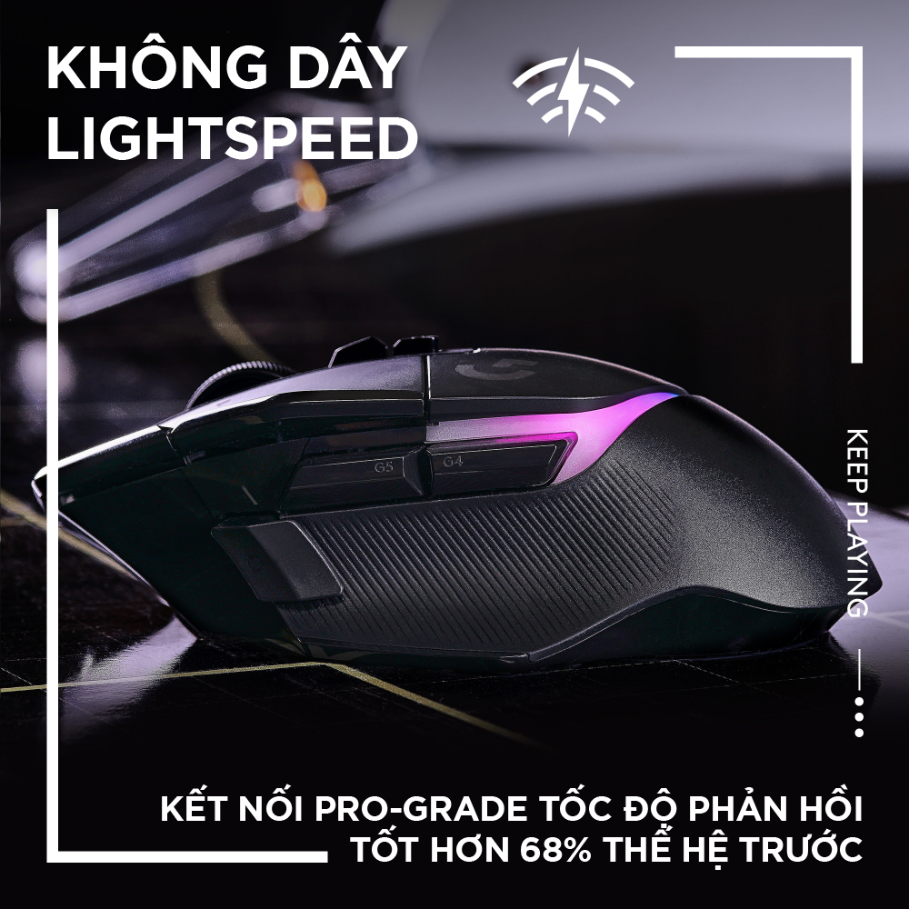 Chuột game không dây Logitech G502 X PLUS LIGHTSPEED – switch LIGHTFORCE Hybrid, RGB Lightsync, Cảm biến Hero 25K, Windows/Mac OS -Hàng chính hãng