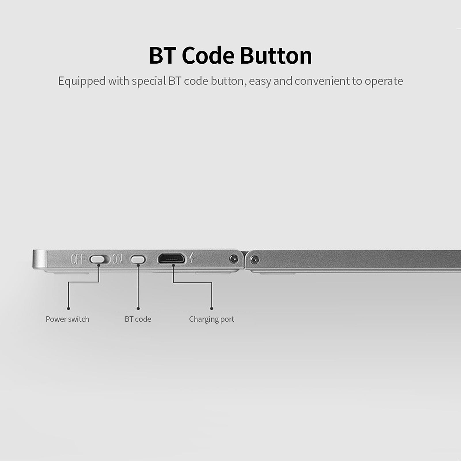 Wireless BT Keyboard Folding Keyboard Portable Ultra Slim BT Keyboard with Touchpad for Windows/Android/iOS Grey