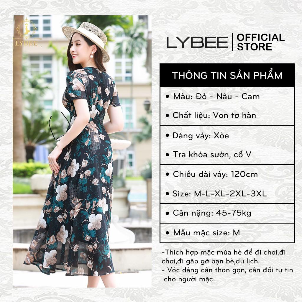 Đầm trung niên LYBEE dáng xòe von tơ cao cấp 589