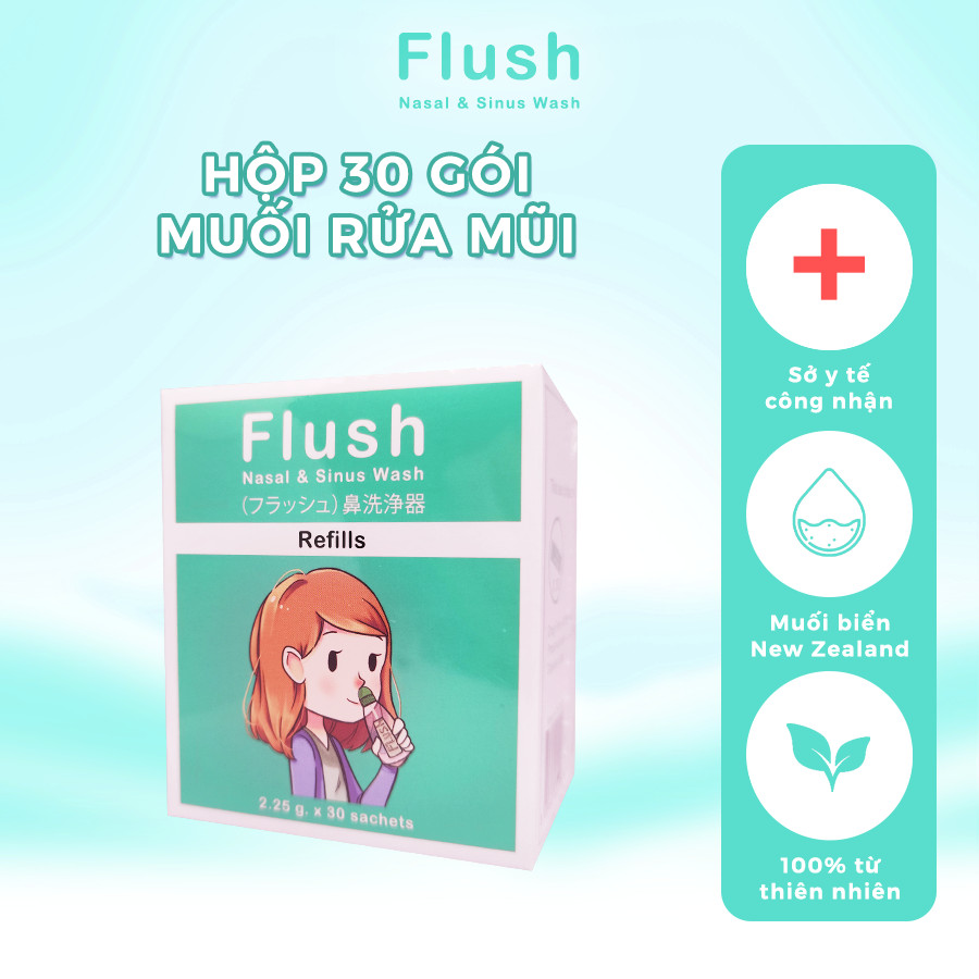 Muối Biển NewZealand Tinh Khiết FLUSH Rửa Mũi Cho Trẻ Hộp 30 Gói