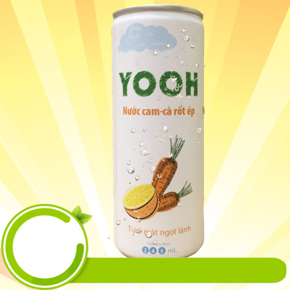 Nước ép cam - cà rốt từ trái cây tươi YOOH - Lốc 6 lon thơm ngon giải khát cho cơ thể