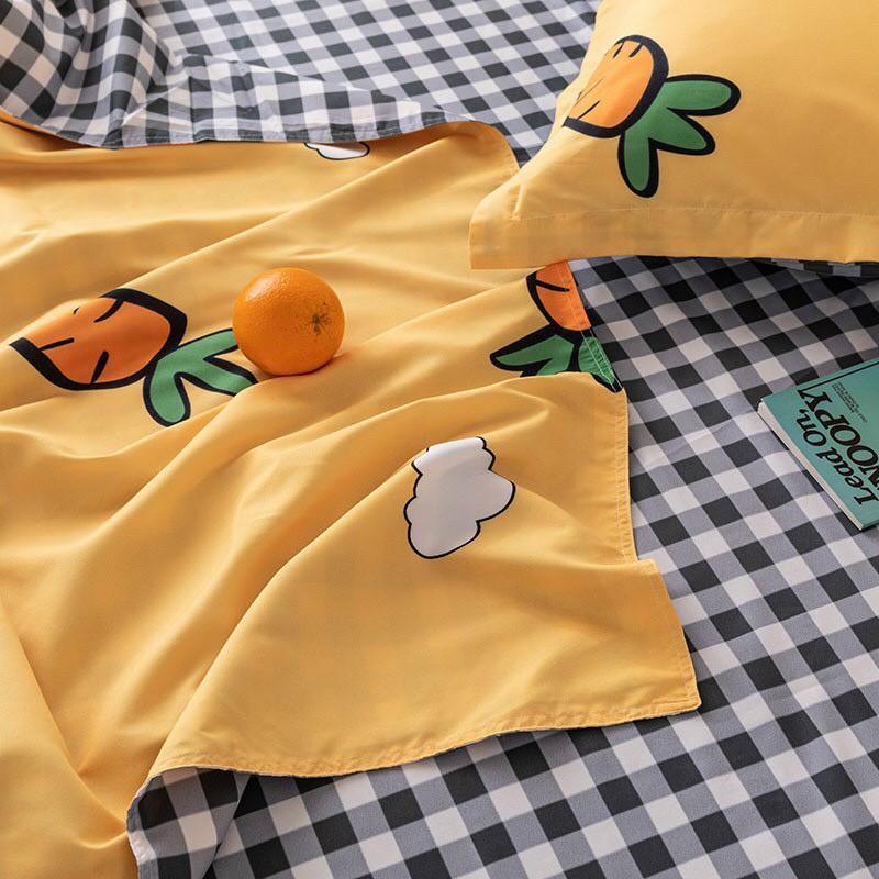 Bộ chăn ga cotton poly M2T Bedding chăn ga Hàn Quốc họa tiết cà rốt life đủ size
