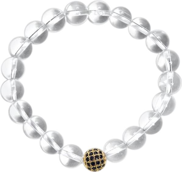 Vòng Đá Thạch Anh Trắng Phối Charm Xi Vàng Đính Đá Ngọc Quý Gemstones VT51