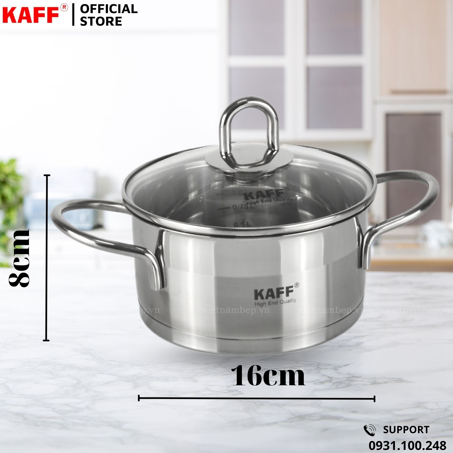 Nồi Inox cao cấp KAFF KF-ST09304 size 16x8cm-Hàng chính hãng