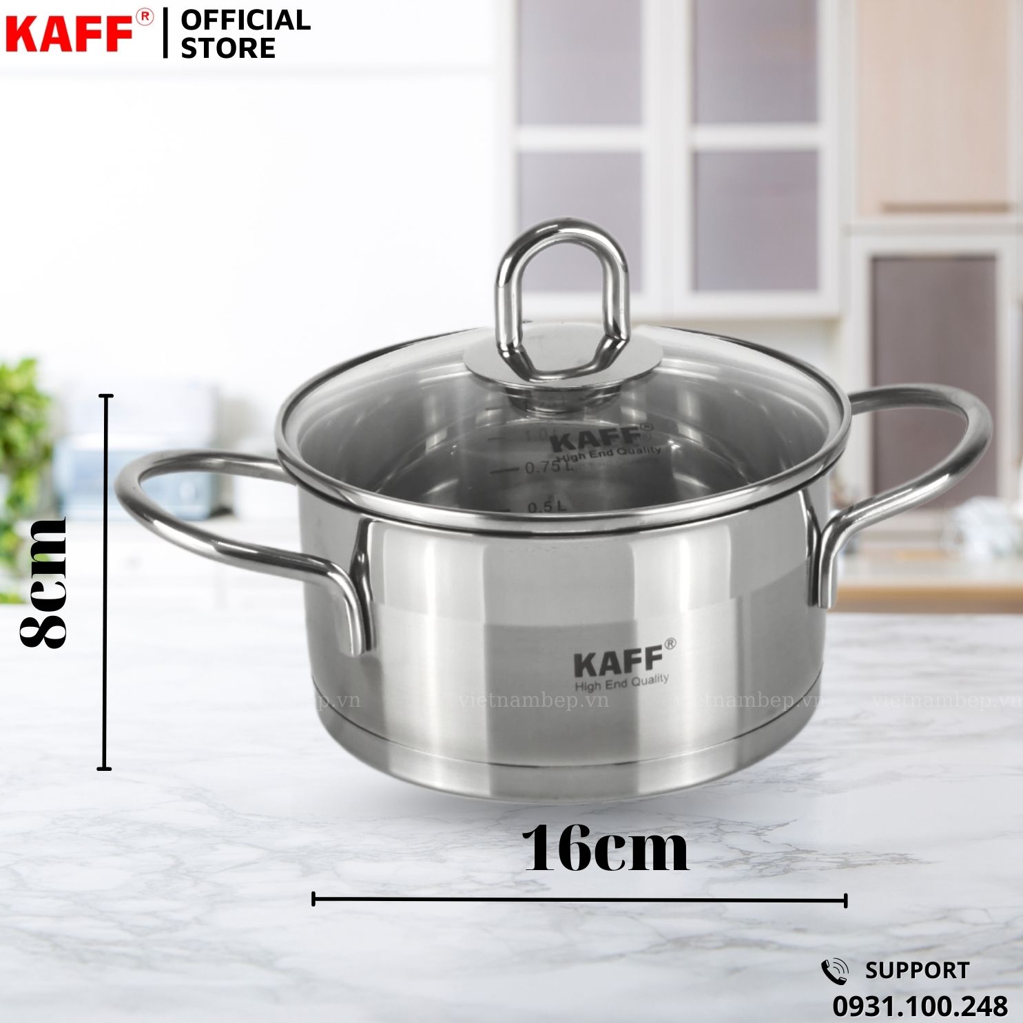 Nồi Inox cao cấp  KAFF KF-ST09304 size 16x8cm-Hàng chính hãng