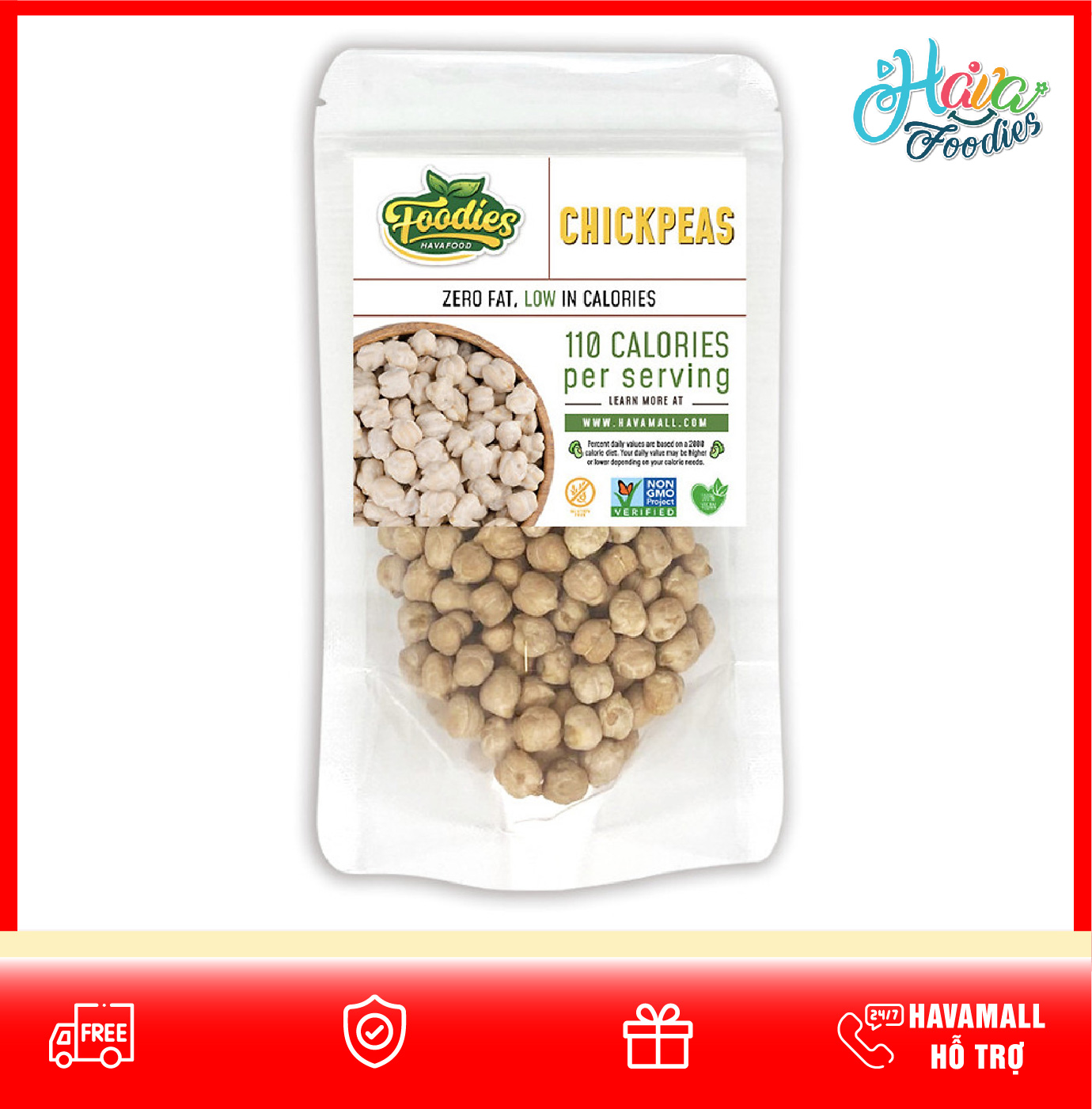 Đậu Gà Trắng Nguyên Hạt Non GMO - White Chickpeas 200gr