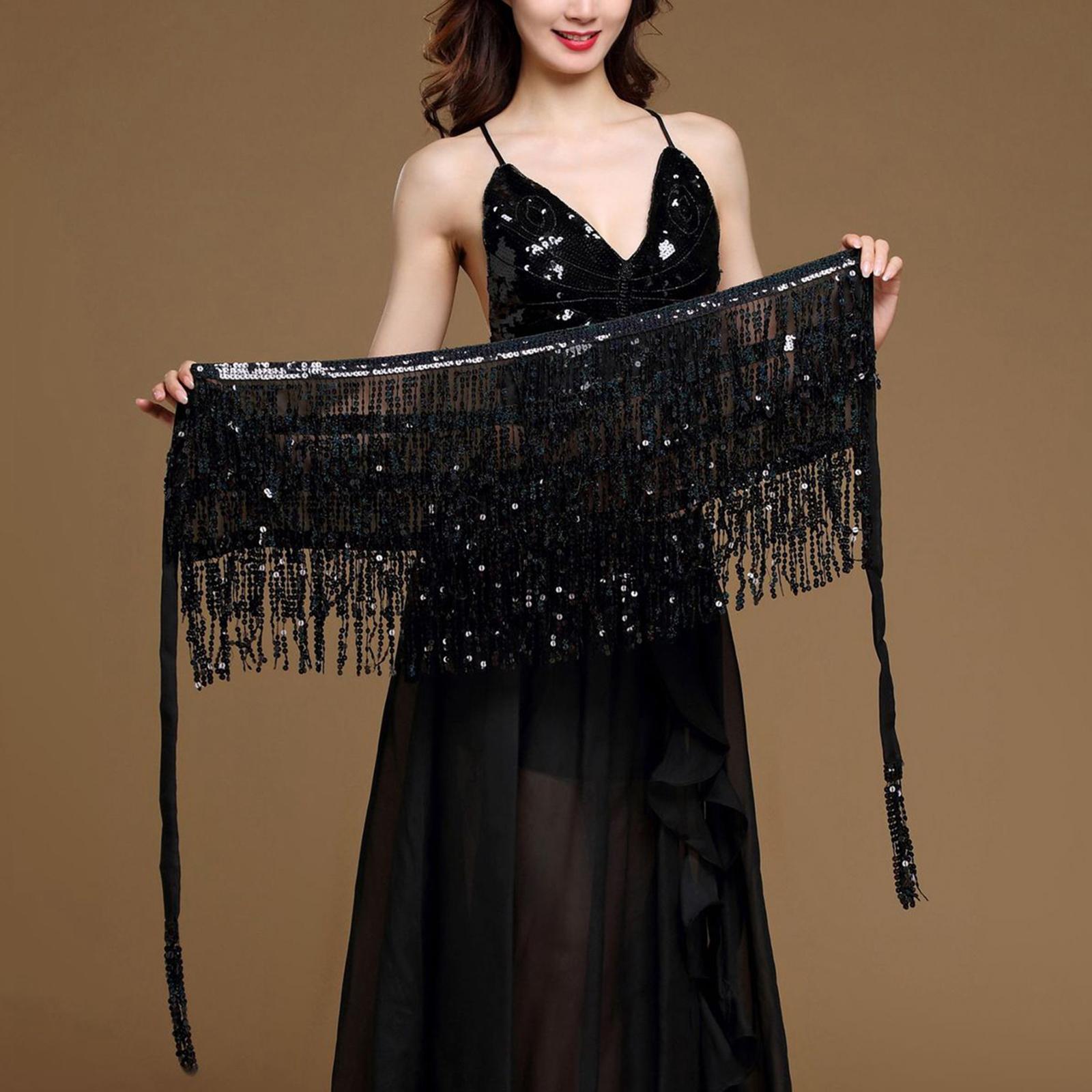 Bohemian Belly Dance Skirt Waist Chain Sequined Tassel Sequins Fringe Costume for Party