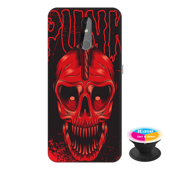 Ốp lưng cho điện thoại Nokia 3.2 hình Đầu Lâu Đỏ tặng kèm giá đỡ điện thoại iCase xinh xắn - Hàng chính hãng