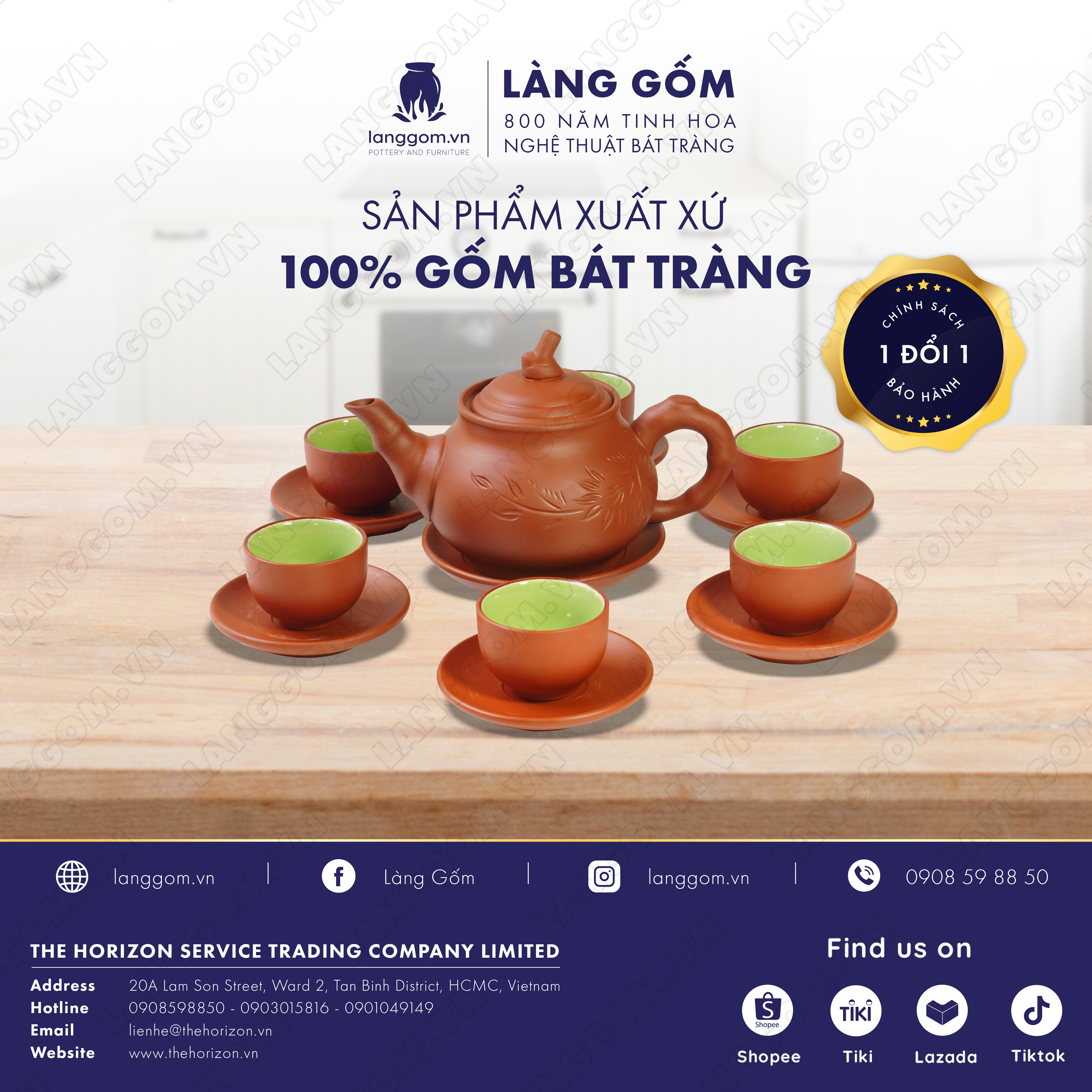 Chén uống trà đất nung Mộc Tử Sa màu đỏ kiểu họa tiết hoa ban, gốm sứ Bát Tràng cao cấp - LÀNG GỐM