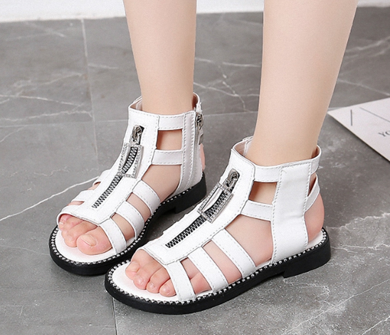 Sandal chiến binh cổ thấp cho bé gái 3 - 12 tuổi  khóa kéo tiện dụng đi học đi chơi - SA054