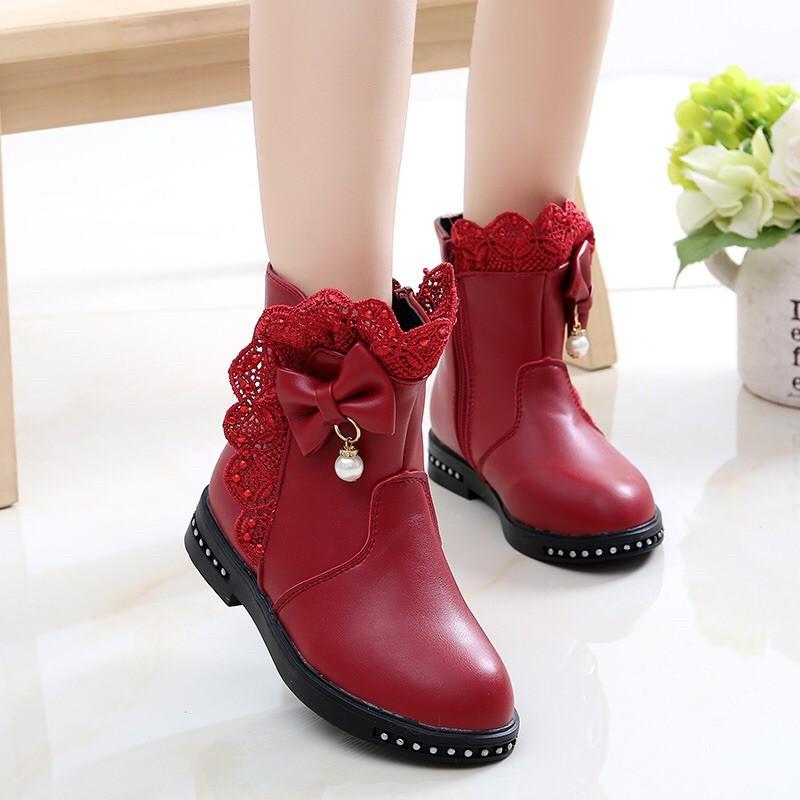 Giày boot cho bé gái dễ thương Bốt bé gái thời trang mẫu mới phong cách Hàn Quốc 2021