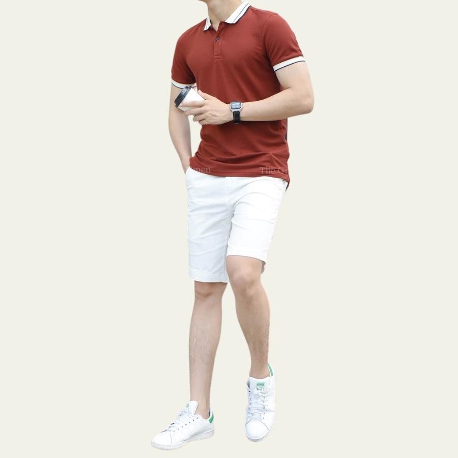 Áo polo nam thời trang LUZADO ,áo thun nam phối viền tay và cổ áo, áo phông cổ bẻ nam chất co giãn đẹp form chuẩn