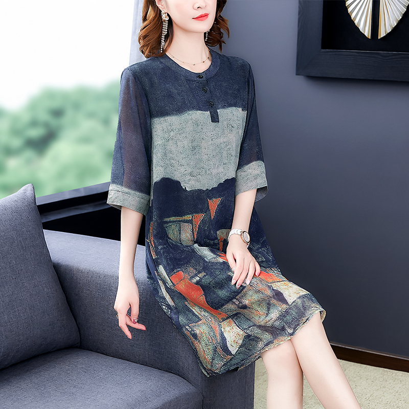 Đầm Lụa Trung Niên Thời Trang VH49 - Hàng Quảng Châu Cao Cấp