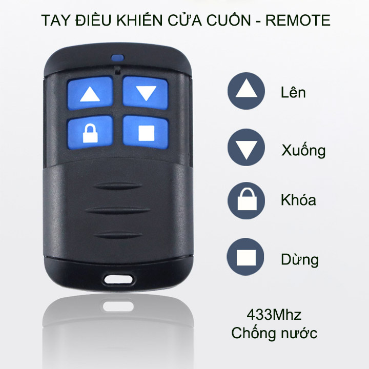 Tay điều khiển cửa cuốn mã gạt, sao chép mã, tần số 433Mhz, chống nước