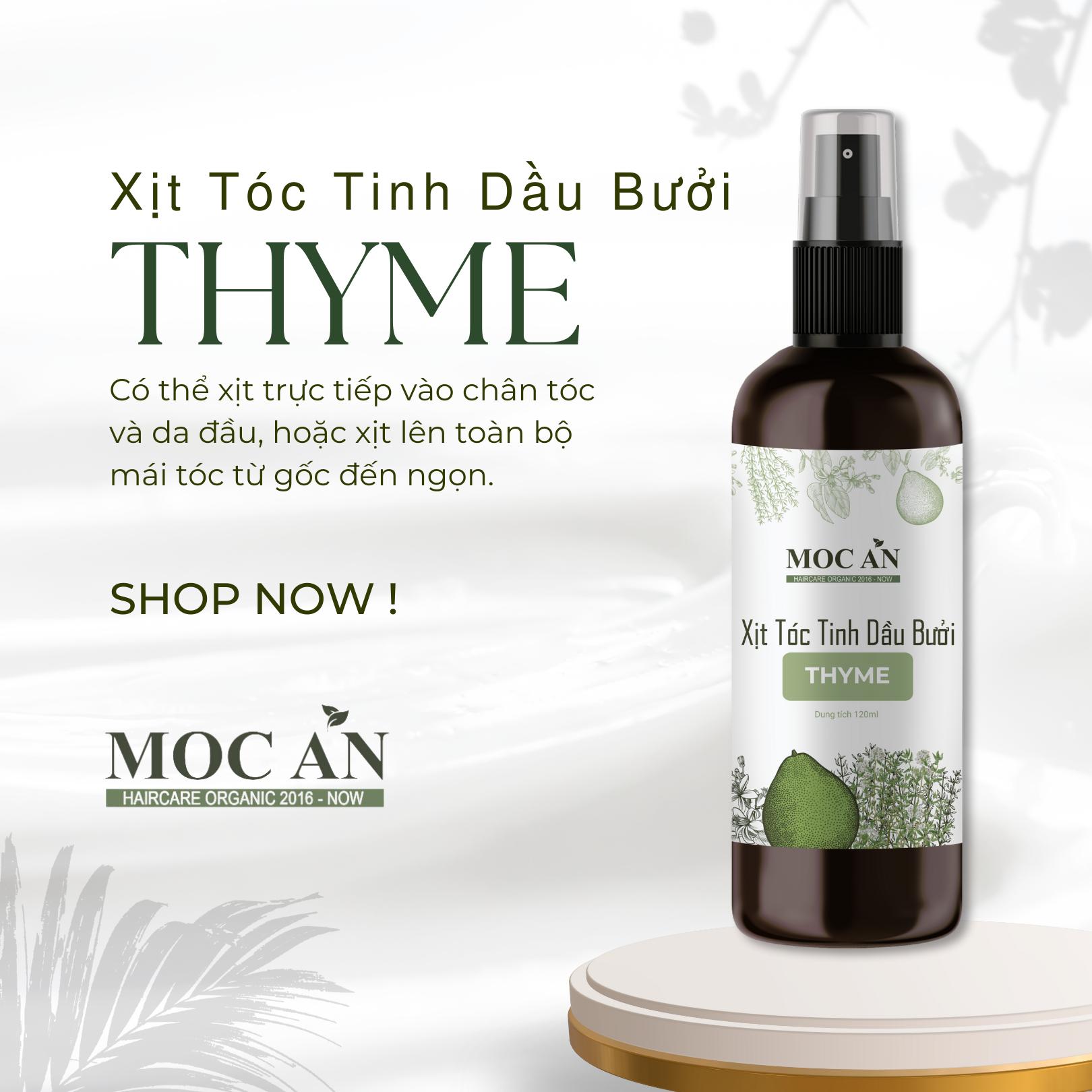 Xịt Kích Mọc Tóc Tinh Dầu Bưởi Cỏ Xạ Hương ( Thyme ) 120ml Mộc Ân Haircare hỗ trợ giảm rụng tóc theo mảng, làm mát da đầu