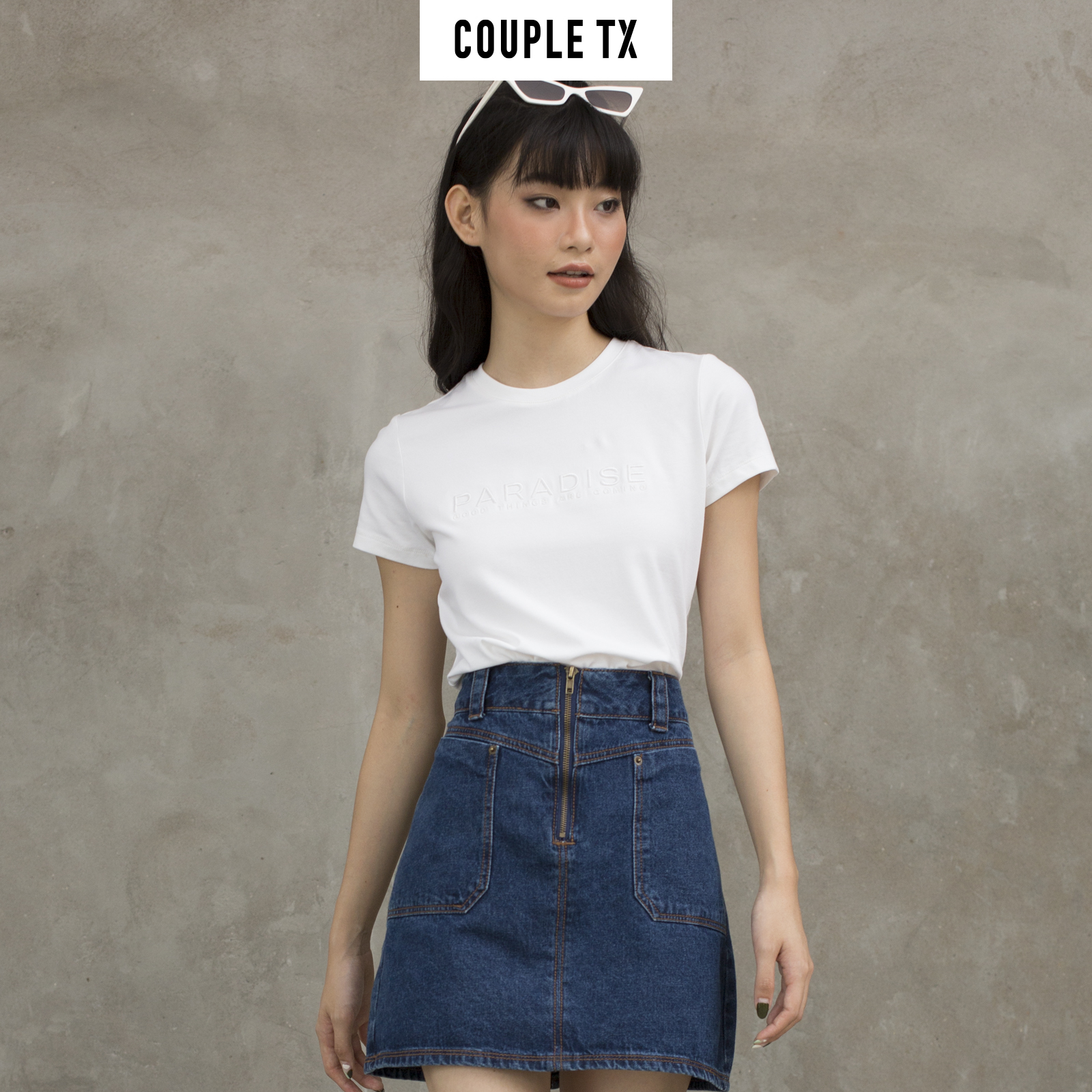 Áo thun Nam Nữ Thêu Typo Paradise Couple TX TS 139
