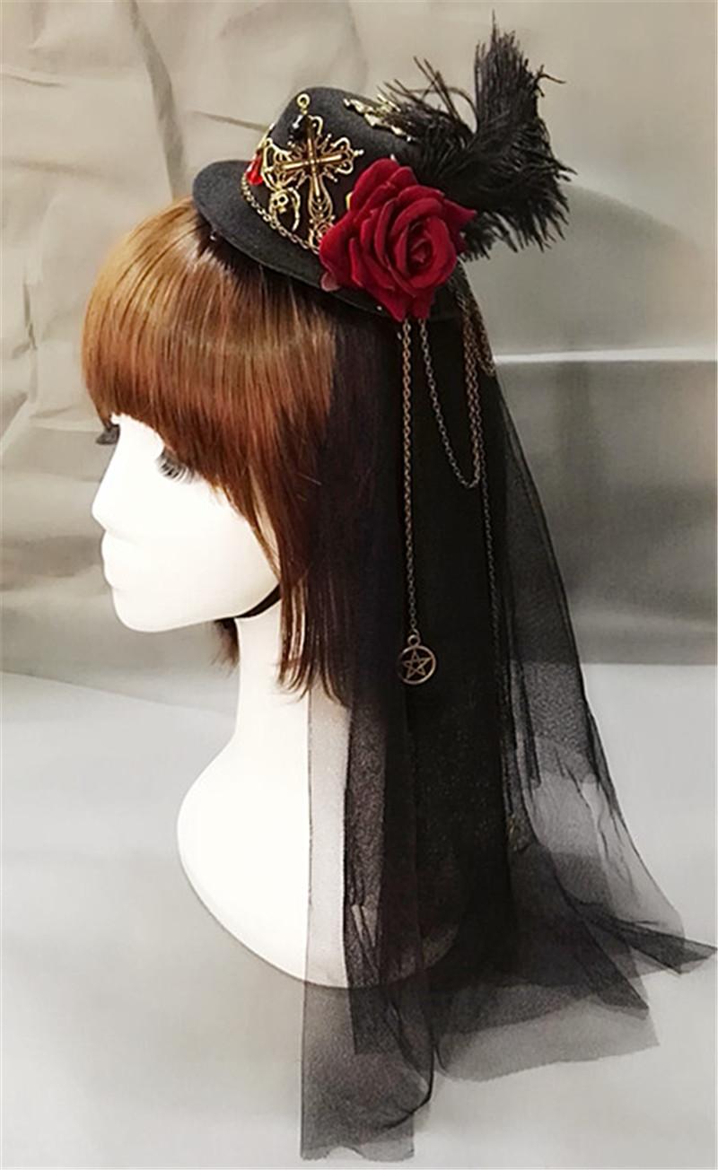 Bé Gái Vintage Phong Cách Khoa Học Viễn Tưởng Nón Fedora Lolita Ít Nón Mini Mũ Tóc Hoa Lông Vũ Trang Trí Mũ Nón Mũ Trụ Cosplay