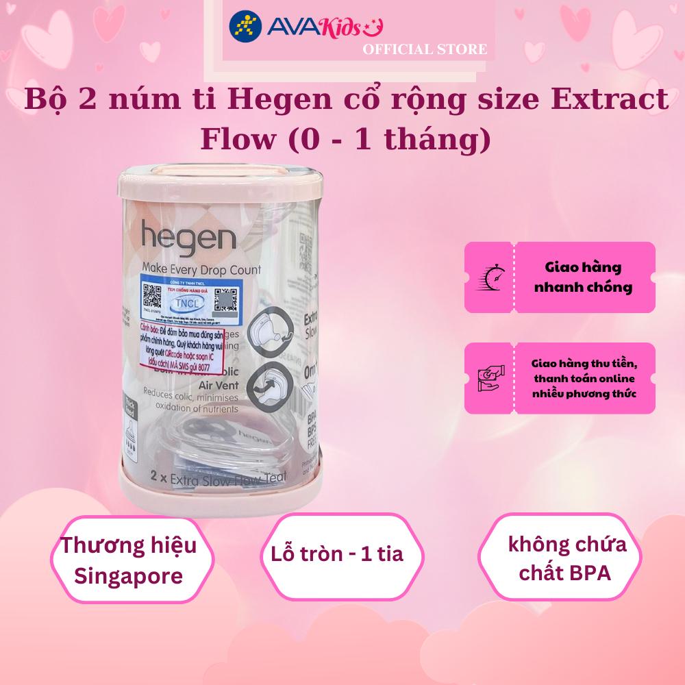 Bộ 2 núm ti Hegen cổ rộng size Extract Flow (0 - 1 tháng)