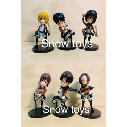 Mô hình Attack On Titan - AOT - Đại chiến Titan - Set 6 nhân vật Eren Mikasa Armin Hange Sasha Levi - Cao 9~10cm