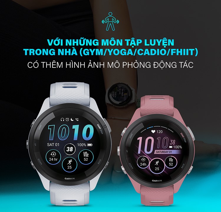 Đồng hồ Garmin Forerunner 265S_Mới, hàng chính hãng - Black Bezel and Case with Black/Amp Yellow Silicone Band