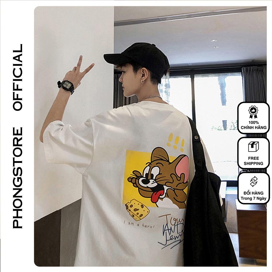 Áo thun Unisex Phong Boutique MOUSE phông tay lỡ nam nữ form rộng Oversize 2 màu