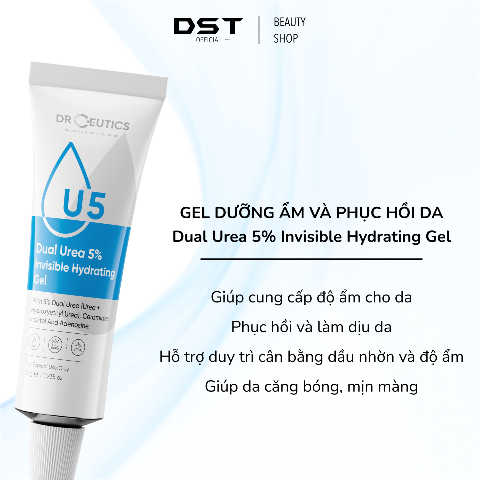 DRCEUTICS Gel Dưỡng Ẩm Và Phục Hồi Da Dual Urea 5% Invisible Hydrating Gel