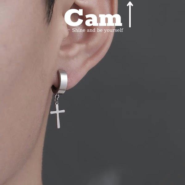 Khuyên Tai Nam Không Cần Bấm Lỗ, Khuyên Tai Kẹp Nhiều Lựa Chọn chữ thập, ngôi sao Cam Accessories