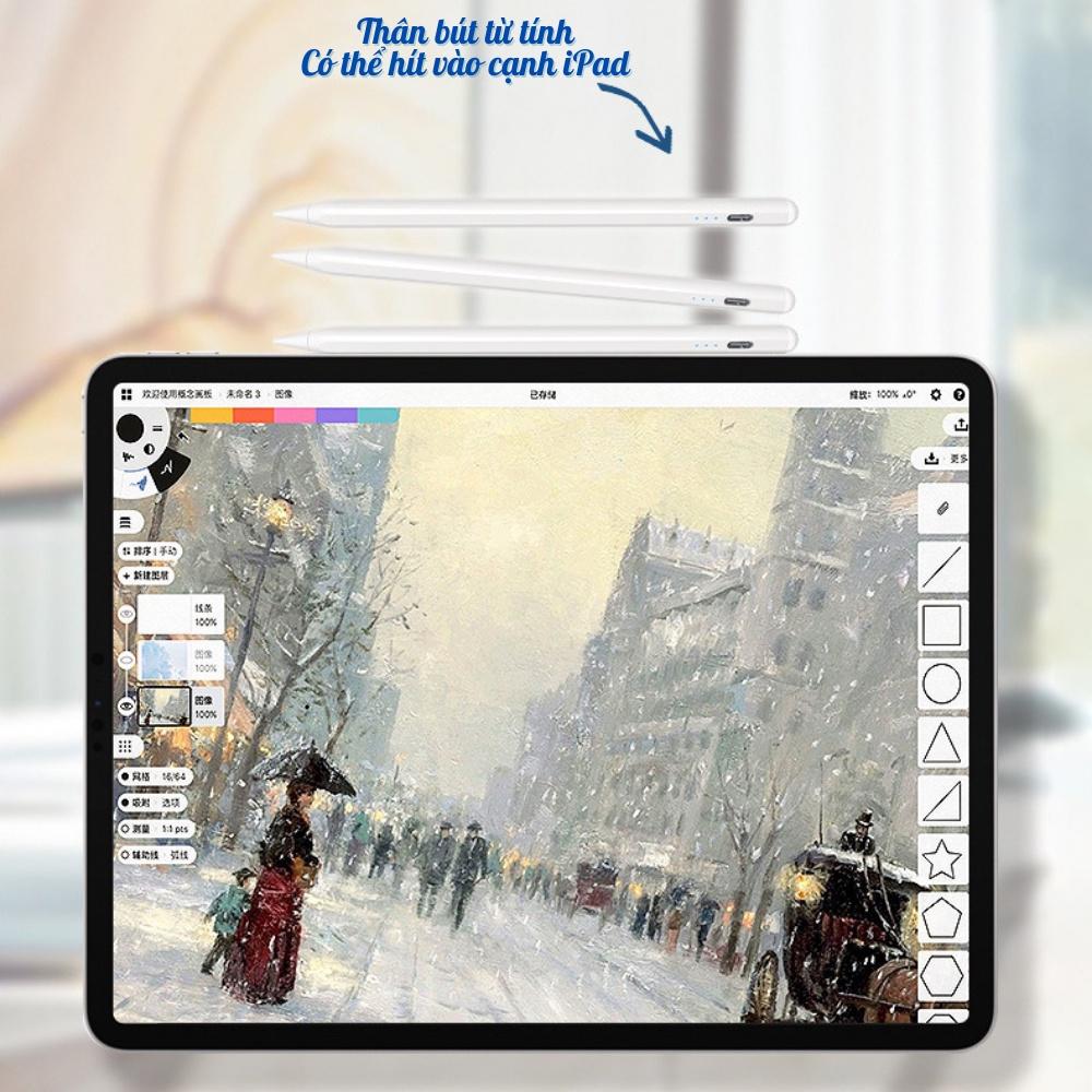 Bút cảm ứng Stylus Pen Gen 2 Pro - Chức năng chống chạm màn hình, vẽ nét nghiêng, thân bút từ tính tương thích với máy tính bảng của Apple