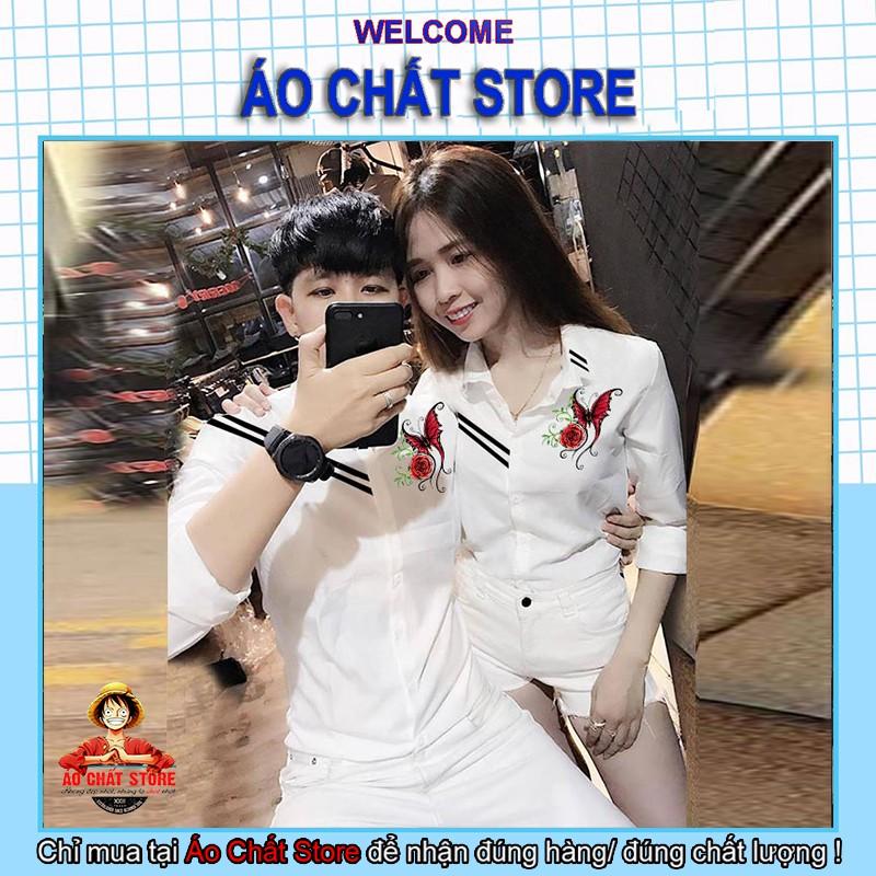 Áo sơ mi đôi họa tiết hoa siêu đẹp | áo cặp nam nữ hàng chất | Áo Chất Store