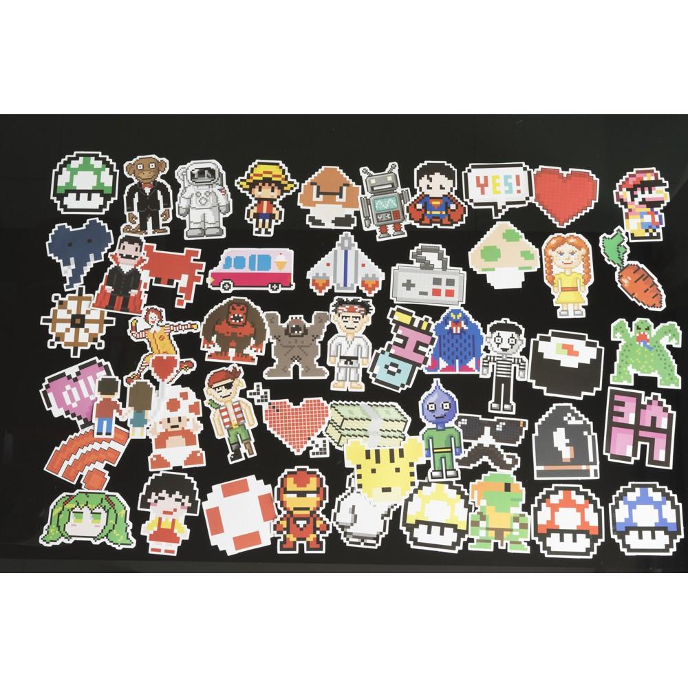 Bộ 50 miếng dán sticker, stickers cao cấp chủ đề 8 bit mẫu mới 2020 trang trí Vali Laptop Mũ Bảo Hiểm Xe Máy Xe Đạp Đàn