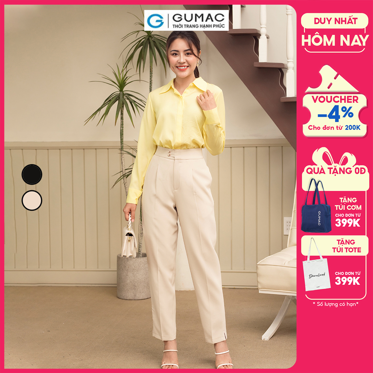 Quần baggy lưng kiểu GUMAC QD08065