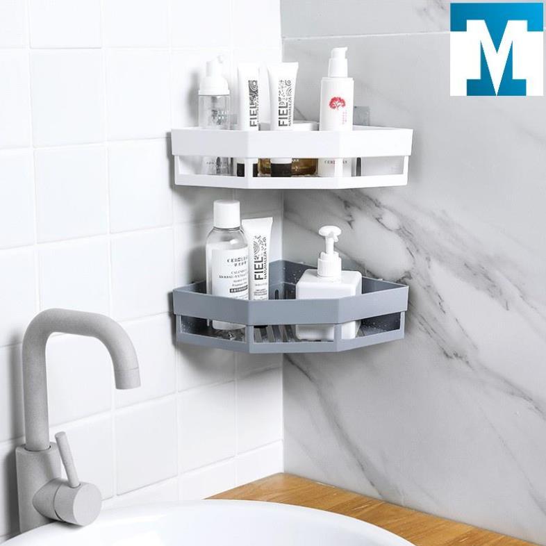 Kệ góc tam giác nhựa dán tường đa năng. Kệ để đồ nhà tắm, nhà bếp không cần khoan vít