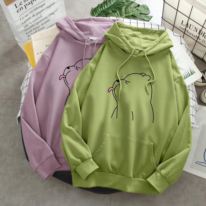Áo hoodie hình Gấu thè lưỡi cute
